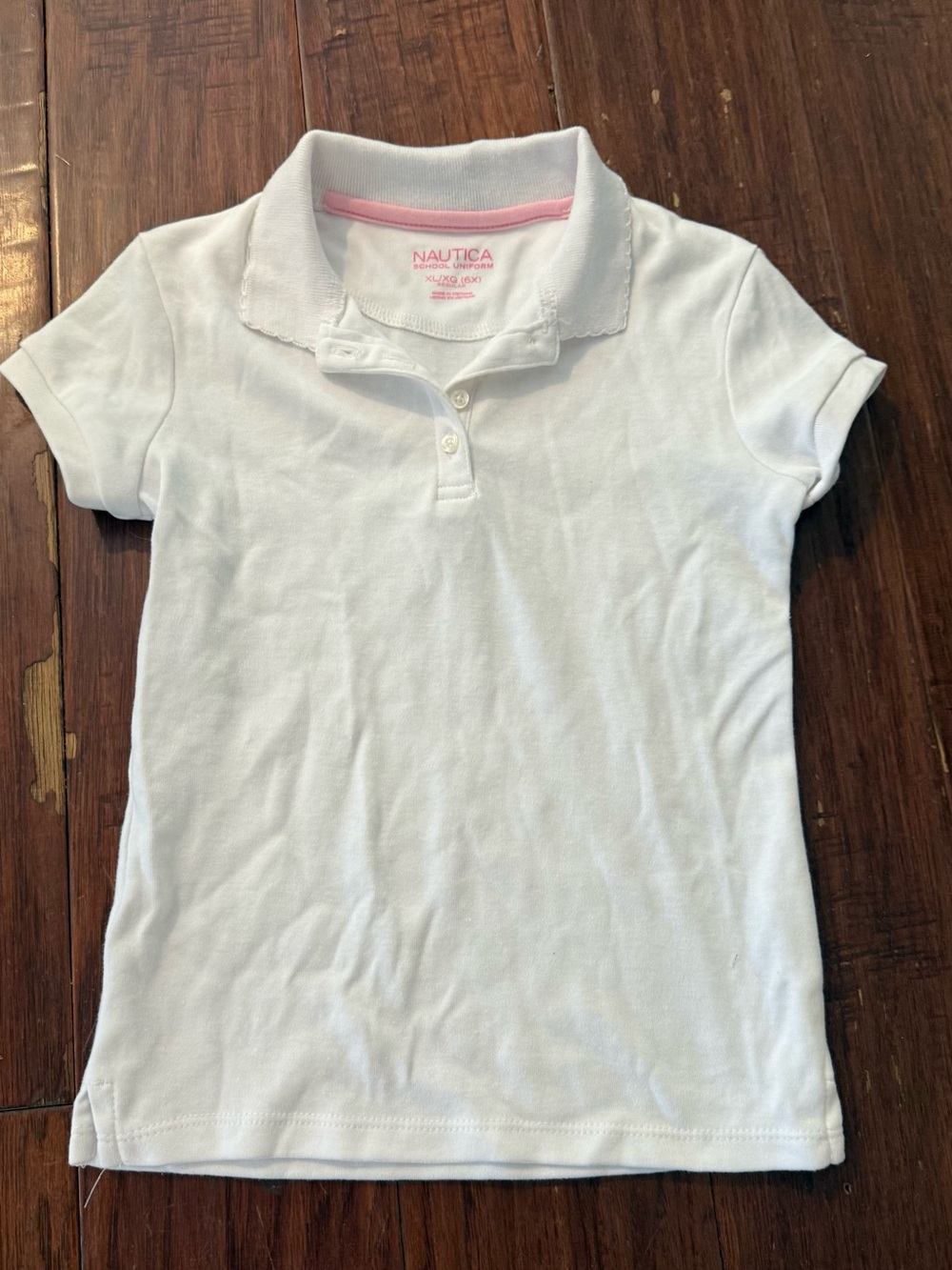 Nautica Girls' White Polo Shirt - Classic Short Sleeve